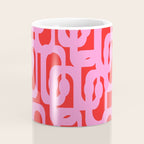Preppy Pink and Red Mid Century Modern Loop Pattern Coffee Mug Gallery Image 4
