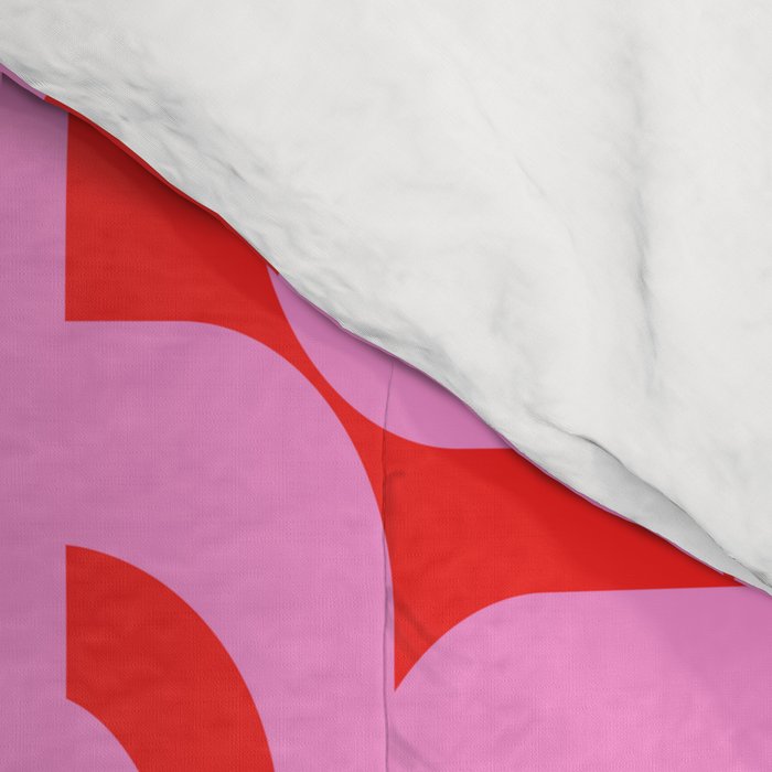 Preppy Pink and Red Mid Century Modern Loop Pattern Comforter Gallery Image 4