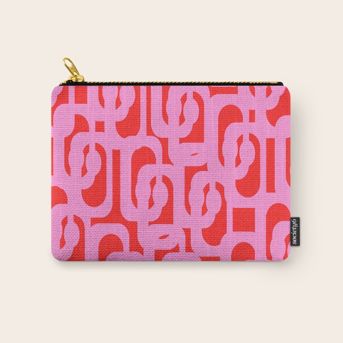 Preppy Pink and Red Mid Century Modern Loop Pattern Carry All Pouch Gallery Image 1