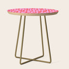 Preppy Pink and Red Mid Century Modern Loop Pattern Side Table Gallery Image 1