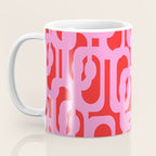 Preppy Pink and Red Mid Century Modern Loop Pattern Coffee Mug Gallery Image 3