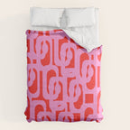 Preppy Pink and Red Mid Century Modern Loop Pattern Comforter Gallery Image 6