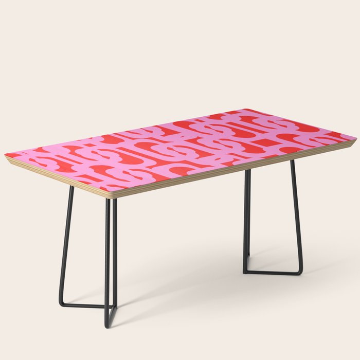 Preppy Pink and Red Mid Century Modern Loop Pattern Coffee Table Gallery Image 1