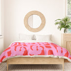 Preppy Pink and Red Mid Century Modern Loop Pattern Duvet Cover Gallery Image 3