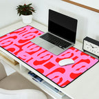 Preppy Pink and Red Mid Century Modern Loop Pattern Desk Mat Gallery Image 2