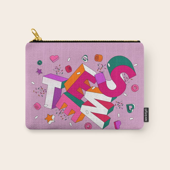 SWEET - colorful typography on pink Carry All Pouch Gallery Image 1
