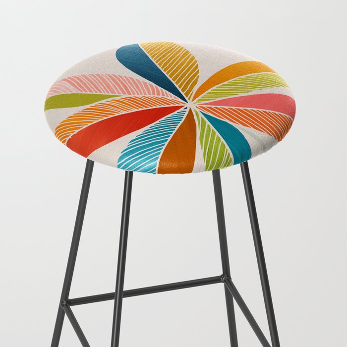 Multicolorful Leaf Design Stool Gallery Image 2