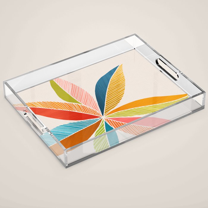 Multicolorful Leaf Design Acrylic Tray Gallery Image 1