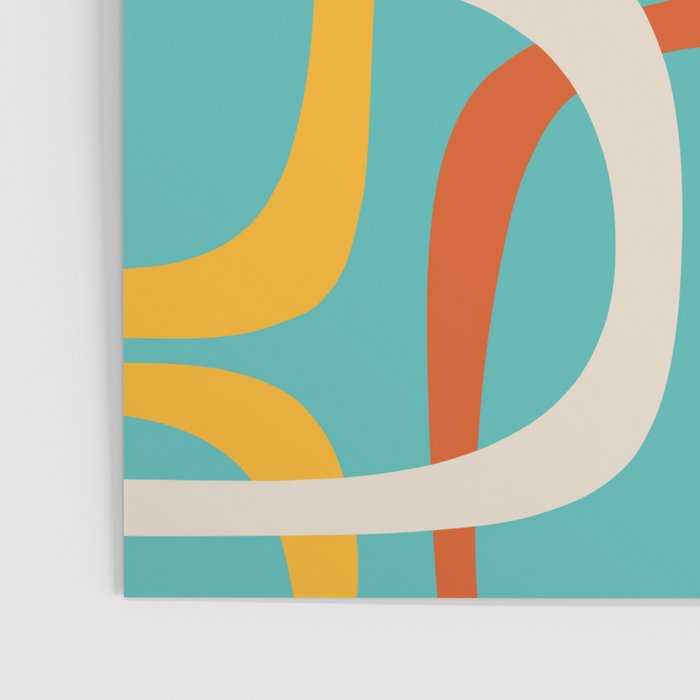Fine Loops Mid-Century Modern Minimalist Turquoise Teal, Orange, Mustard, and Cream  Poster Gallery Image 3
