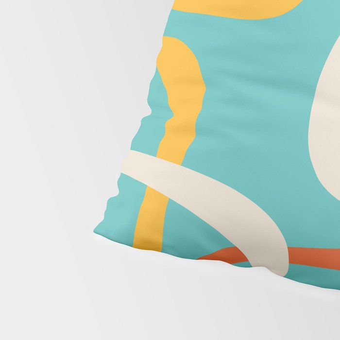 Fine Loops Mid-Century Modern Minimalist Turquoise Teal, Orange, Mustard, and Cream  Pillow Sham Gallery Image 4
