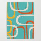 Fine Loops Mid-Century Modern Minimalist Turquoise Teal, Orange, Mustard, and Cream  Poster Gallery Image 4