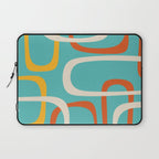 Fine Loops Mid-Century Modern Minimalist Turquoise Teal, Orange, Mustard, and Cream  Laptop Sleeve Gallery Image 1