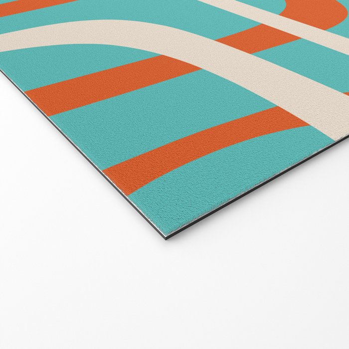Fine Loops Mid-Century Modern Minimalist Turquoise Teal, Orange, Mustard, and Cream  Welcome Mat Gallery Image 2