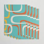 Fine Loops Mid-Century Modern Minimalist Turquoise Teal, Orange, Mustard, and Cream  Wrapping Paper Gallery Image 3