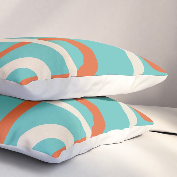 Fine Loops Mid-Century Modern Minimalist Turquoise Teal, Orange, Mustard, and Cream  Pillow Sham Gallery Image 3