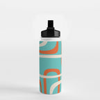 Fine Loops Mid-Century Modern Minimalist Turquoise Teal, Orange, Mustard, and Cream  Water Bottle Gallery Image 2