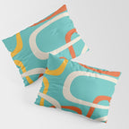 Fine Loops Mid-Century Modern Minimalist Turquoise Teal, Orange, Mustard, and Cream  Pillow Sham Gallery Image 3