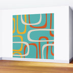 Fine Loops Mid-Century Modern Minimalist Turquoise Teal, Orange, Mustard, and Cream  Wall Mural Gallery Image 2