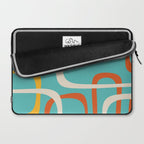 Fine Loops Mid-Century Modern Minimalist Turquoise Teal, Orange, Mustard, and Cream  Laptop Sleeve Gallery Image 2