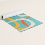 Fine Loops Mid-Century Modern Minimalist Turquoise Teal, Orange, Mustard, and Cream  Yoga Mat Gallery Image 2