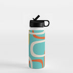 Fine Loops Mid-Century Modern Minimalist Turquoise Teal, Orange, Mustard, and Cream  Water Bottle Gallery Image 1