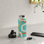 Fine Loops Mid-Century Modern Minimalist Turquoise Teal, Orange, Mustard, and Cream  Water Bottle Gallery Image 4