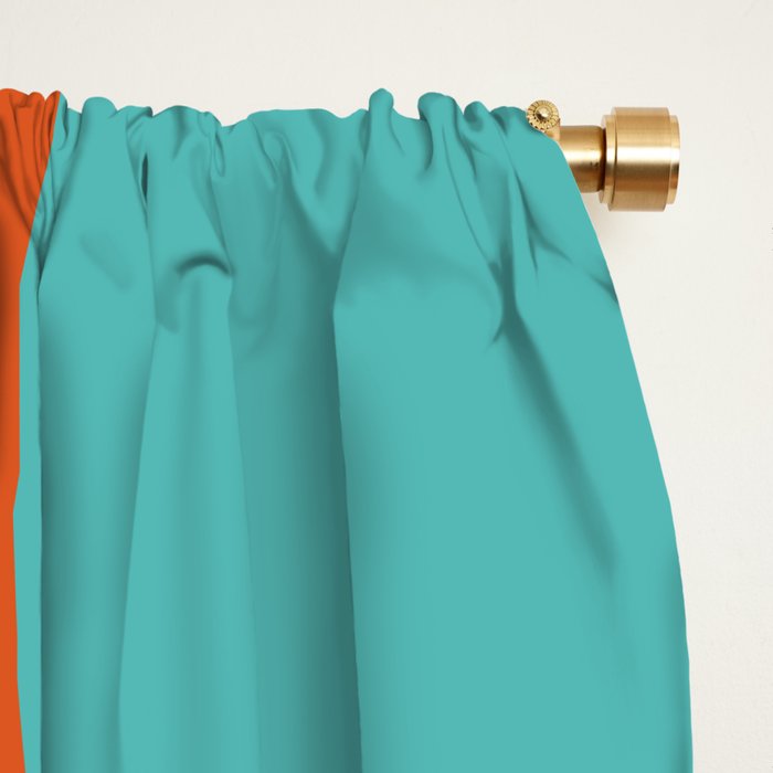 Fine Loops Mid-Century Modern Minimalist Turquoise Teal, Orange, Mustard, and Cream  Window Curtain Gallery Image 2
