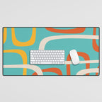 Fine Loops Mid-Century Modern Minimalist Turquoise Teal, Orange, Mustard, and Cream  Desk Mat Gallery Image 1