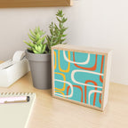 Fine Loops Mid-Century Modern Minimalist Turquoise Teal, Orange, Mustard, and Cream  Mini Art Print Gallery Image 2