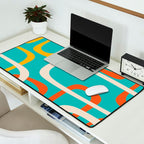 Fine Loops Mid-Century Modern Minimalist Turquoise Teal, Orange, Mustard, and Cream  Desk Mat Gallery Image 2