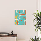 Fine Loops Mid-Century Modern Minimalist Turquoise Teal, Orange, Mustard, and Cream  Poster Gallery Image 2