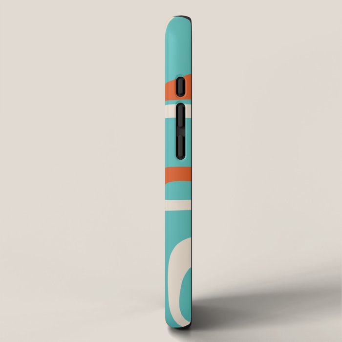 Fine Loops Mid-Century Modern Minimalist Turquoise Teal, Orange, Mustard, and Cream  iPhone Case Gallery Image 2