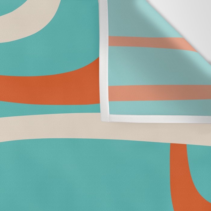 Fine Loops Mid-Century Modern Minimalist Turquoise Teal, Orange, Mustard, and Cream  Wall Tapestry Gallery Image 3