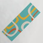 Fine Loops Mid-Century Modern Minimalist Turquoise Teal, Orange, Mustard, and Cream  Yoga Mat Gallery Image 1