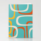 Fine Loops Mid-Century Modern Minimalist Turquoise Teal, Orange, Mustard, and Cream  Stationery Card Gallery Image 2
