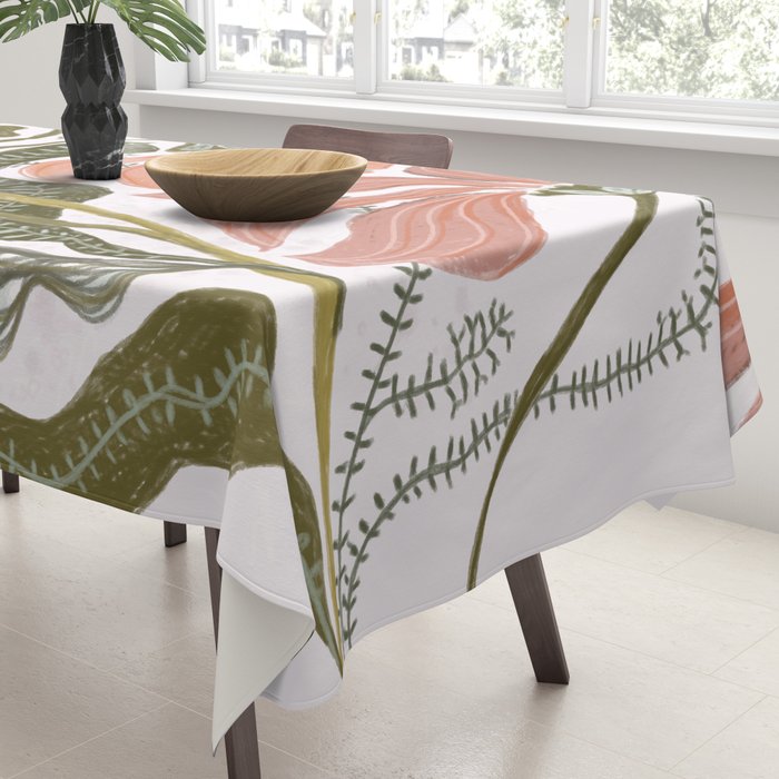 Modern Chalk still life with flowers and fern Tablecloth Gallery Image 3