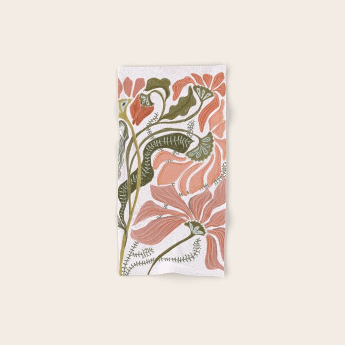 Modern Chalk still life with flowers and fern Bath Towel Gallery Image 1