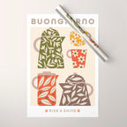 Buongiorno Retro Floral Coffee Wrapping Paper Gallery Image 1
