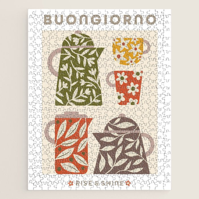 Buongiorno Retro Floral Coffee Jigsaw Puzzle Gallery Image 1