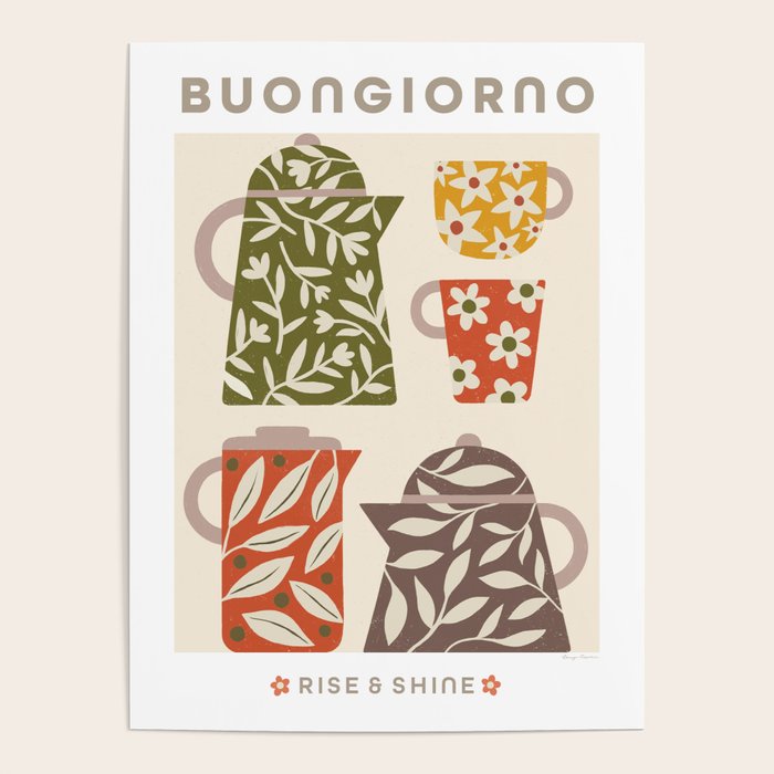 Buongiorno Retro Floral Coffee Poster Gallery Image 4
