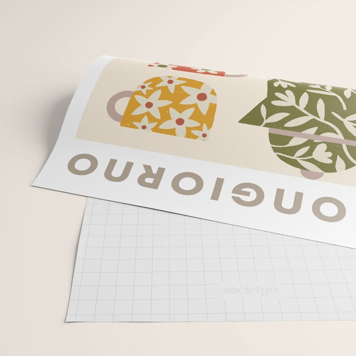 Buongiorno Retro Floral Coffee Wrapping Paper Gallery Image 2