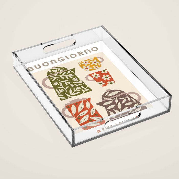 Buongiorno Retro Floral Coffee Acrylic Tray Gallery Image 1