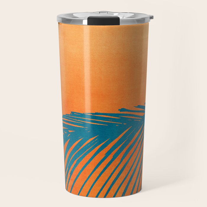 Palms and Sun - Retro Tropical Sunset Travel Mug Gallery Image 1