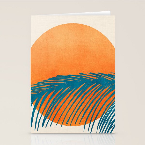 Palms and Sun - Retro Tropical Sunset Stationery Card Gallery Image 2