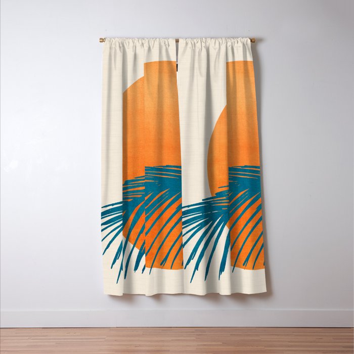 Palms and Sun - Retro Tropical Sunset Window Curtain Gallery Image 3