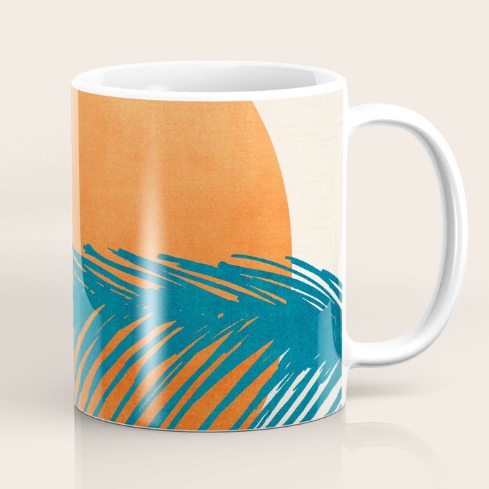 Palms and Sun - Retro Tropical Sunset Coffee Mug Gallery Image 1