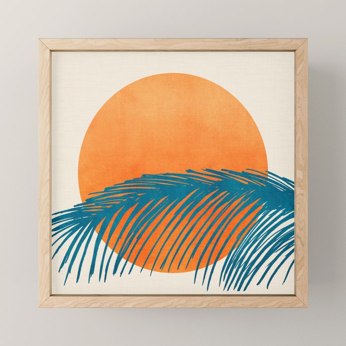 Palms and Sun - Retro Tropical Sunset Mini Art Print Gallery Image 1