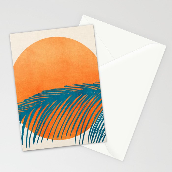 Palms and Sun - Retro Tropical Sunset Stationery Card Gallery Image 2