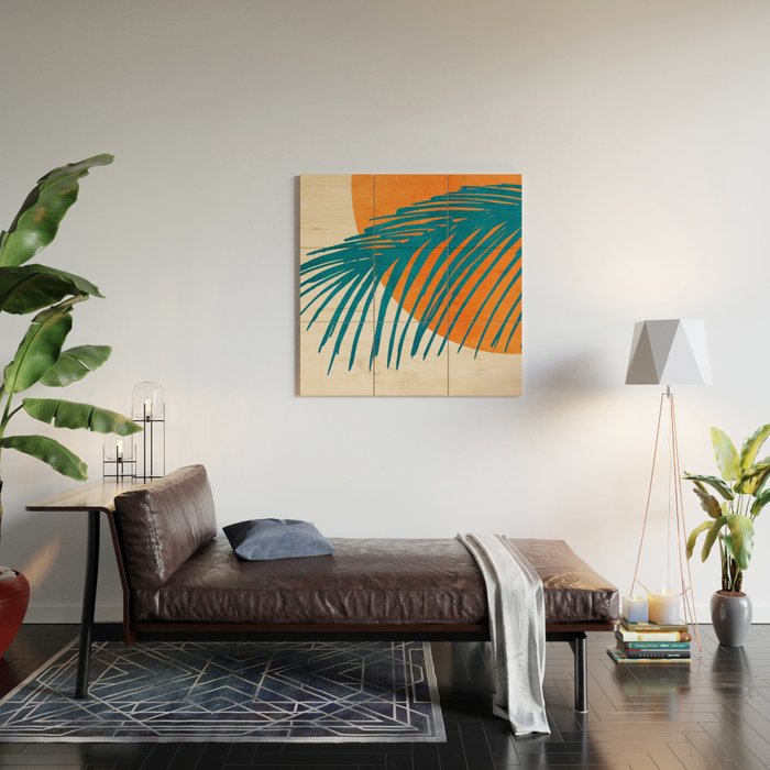 Palms and Sun - Retro Tropical Sunset Wood Wall Art Gallery Image 2