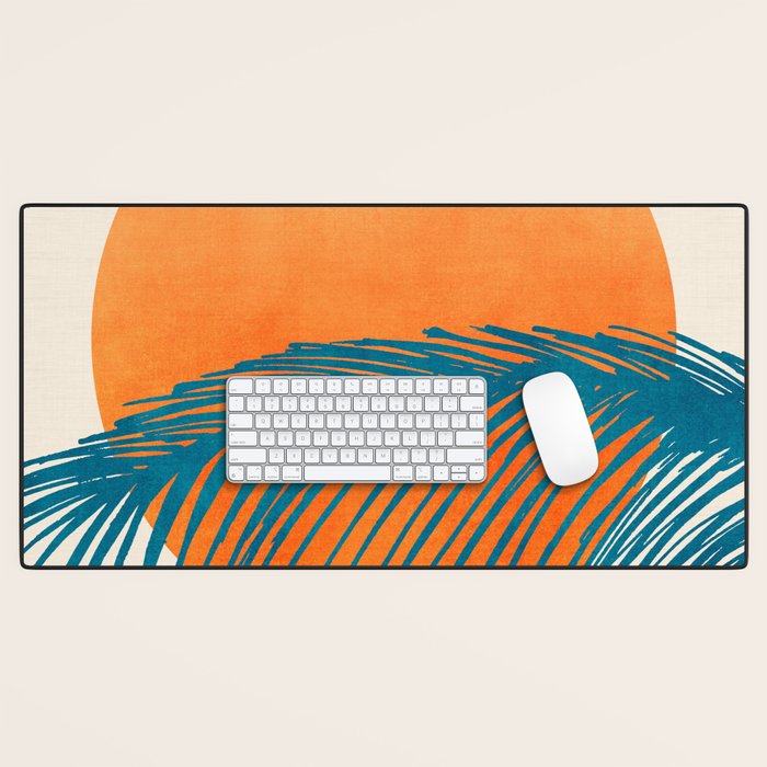 Palms and Sun - Retro Tropical Sunset Desk Mat Gallery Image 1